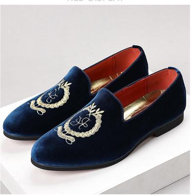 Mote Nye Herresko i Fløyel med Broderier, Fritidssko, Luksus Designer Mannlige Formelle Bryllupssko, Slip-on Loafers, Hjemkomst Sko