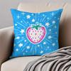 2D Flat Printed Cute Fruit Apple Strawberry Starry Blue Pillow Cover Soft Peach Skin Throw Cushion Case Living Room Bed Decor