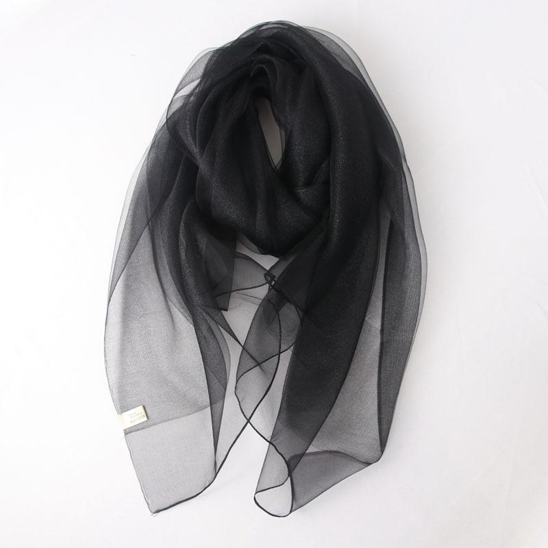 Mary Spring and autumn solid color silk scarf, double-layer gold silk, versatile long cheongsam, organza shawl, women's scarf