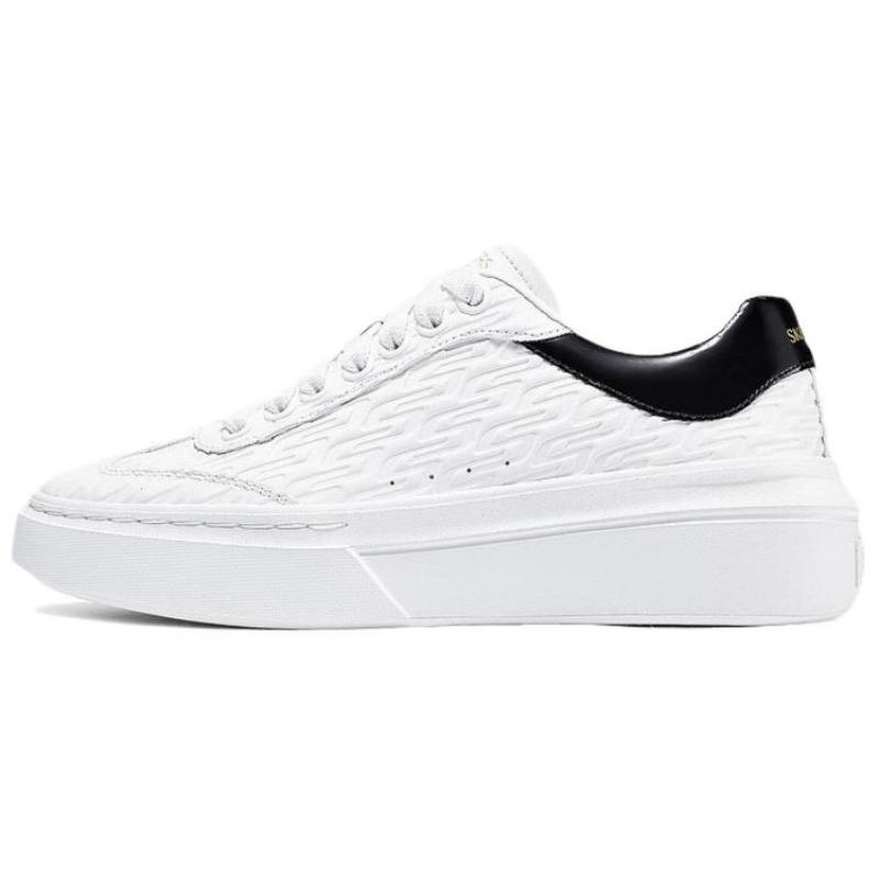 Skechers Court Classics Women Support Breathable Low Top Skate Shoes White Black 185066-WBK 35.5
