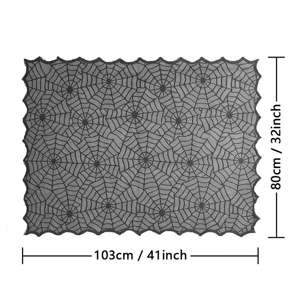 Halloween Tablecloth, Rectangle Table Cloths For Halloween Party, Bats Pumpkins Skeletons Haunted Houses Lace Table Cover For 4 6 People Tables 103x80cm(41x32inch)
