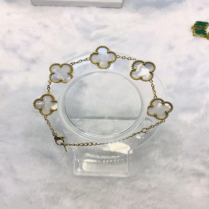 

15мм Щасливий Титановий Браслет 18К Жіночий Простий Модний Браслет Ювелірні Вироби з Чотирилисником слонова кістка