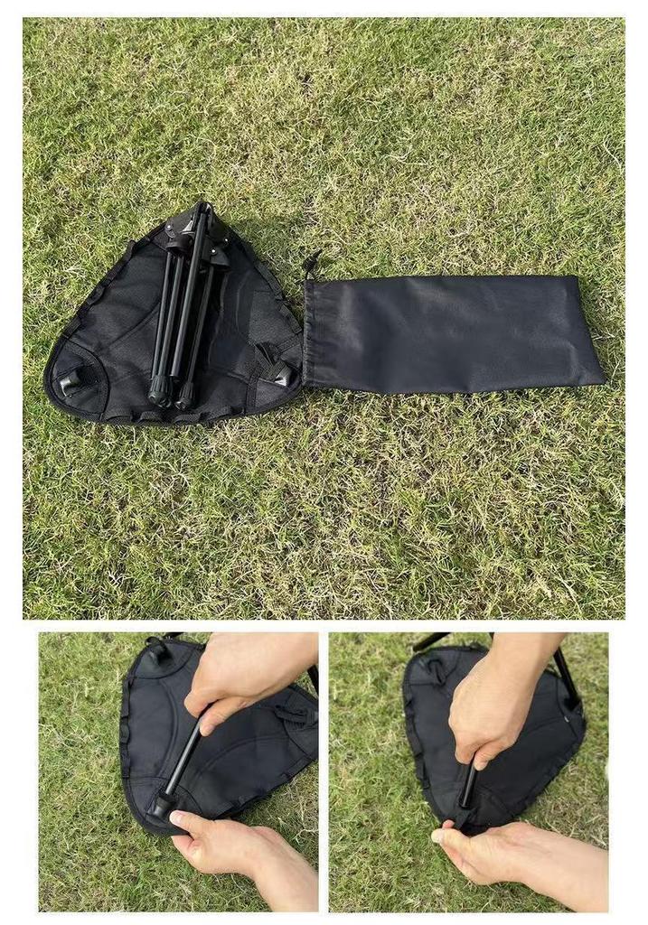 360° Rotating Folding Tripod Stool - Portable, Durable, and Compact for Hiking, Camping, and Fishing.