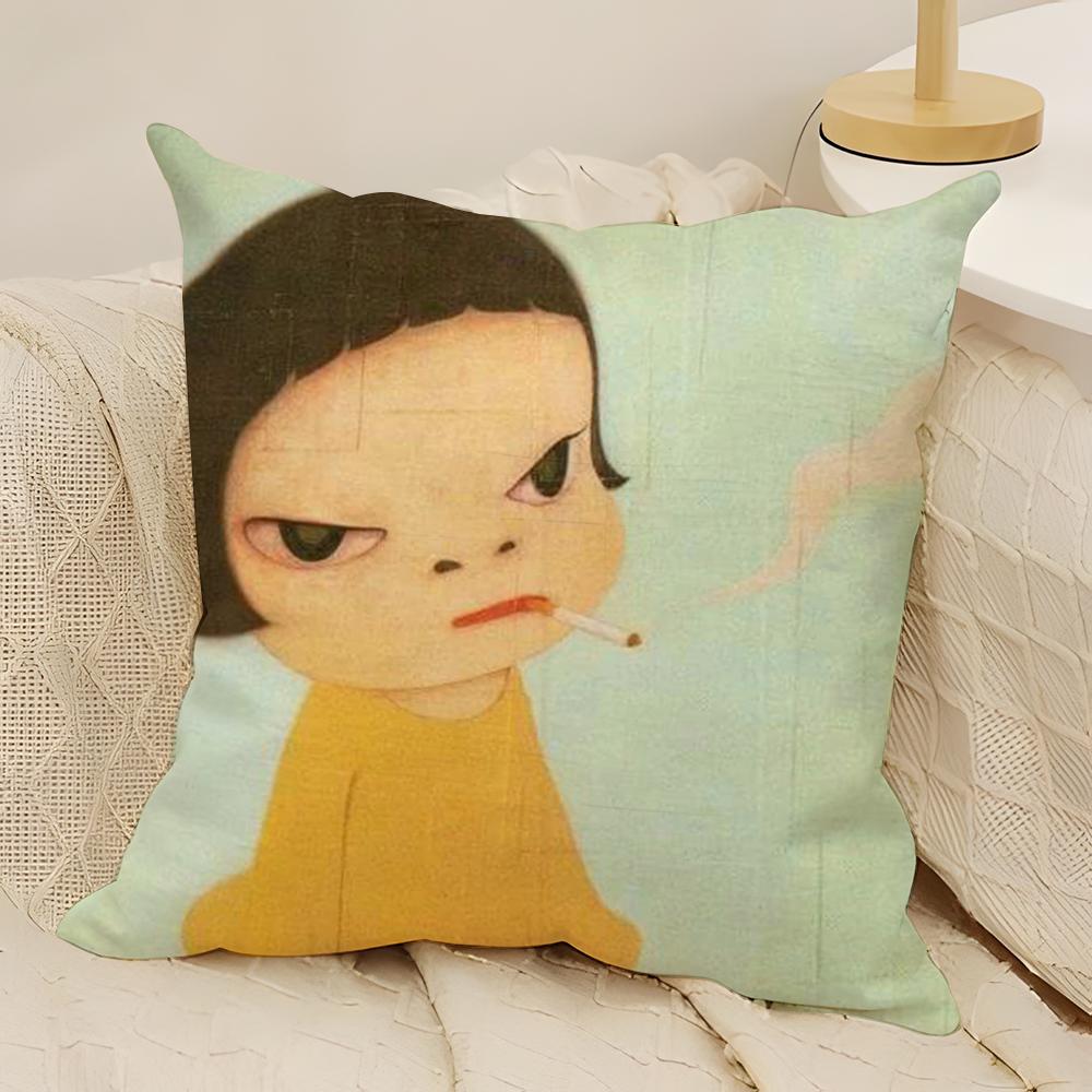 Art Master YYoshitomo NNara Pillow Case Natural Linen DoubleSided Printing Sofa Home Decor Cushion Cover