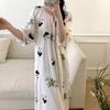 1011 new cotton and silk nightdress women's summer short-sleeved pajamas cartoon pony element long loose cotton silk skirt can be worn outside