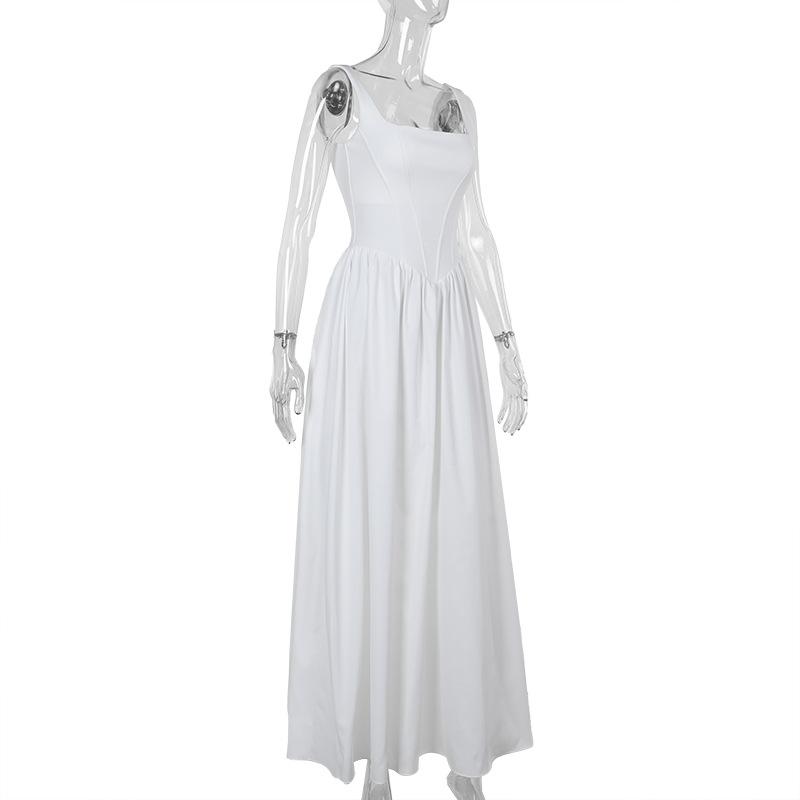 Evropský a americký dámský podzimní módní temperament elegantní slim fit jednobarevné šaty délky A-linie