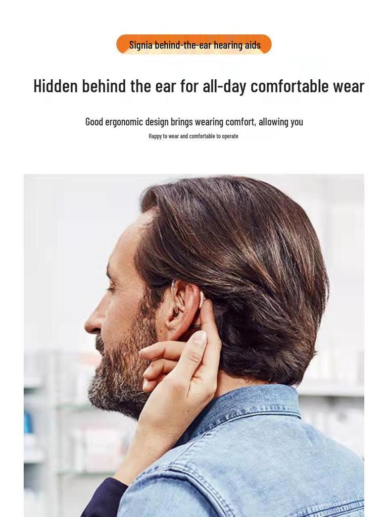 Sivga Funp Digital Hearing Aid for Elderly - Red & Purple Lotus Behind-the-Ear Ear-Hook Device.