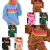 Relaxed Female Pullover Set With Color Block Pattern For Autumn Winter Casual Wear