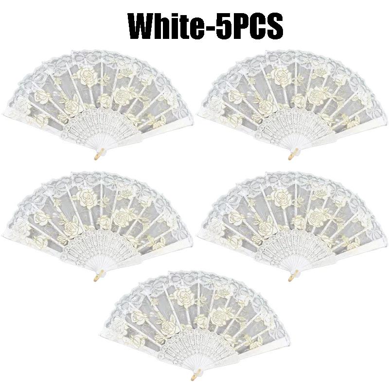 Retro Lolita Folding Lace Fan Portable Sweet Fairy Girl Dark Gothic Court Dance Hand Fan Art Craft Gift Wedding Party Decoration