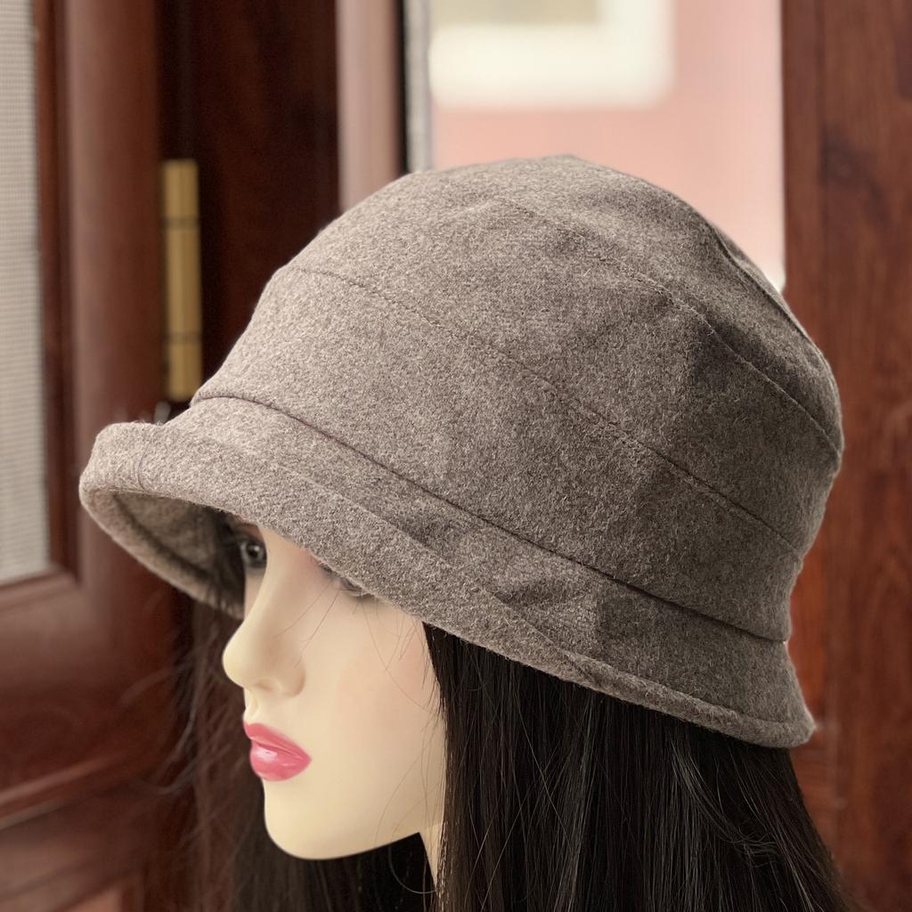 New Rolled-brim Bucket Hat Women's Autumn and Winter Small Edge Woolen Basin Hat Retro Rolled-edge Casual Hat Slim Warm Sun Hat