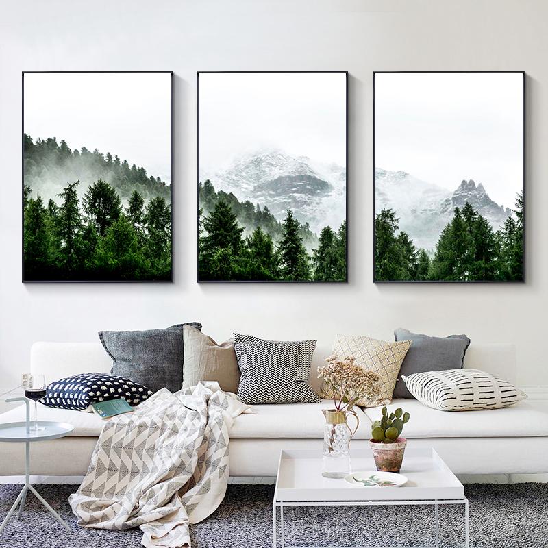 Foggy Forest Wall Art Canvas Painting Scandinavian Poster and Print Nature Landscape Nordic Decoration Picture Modern Home Decor