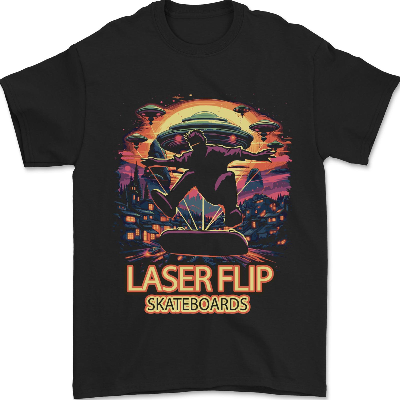 Laserflip Skateboardboards Скейтбордист НЛО Инопланетянин Мужская Футболка 100% Хлопок S разноцветный