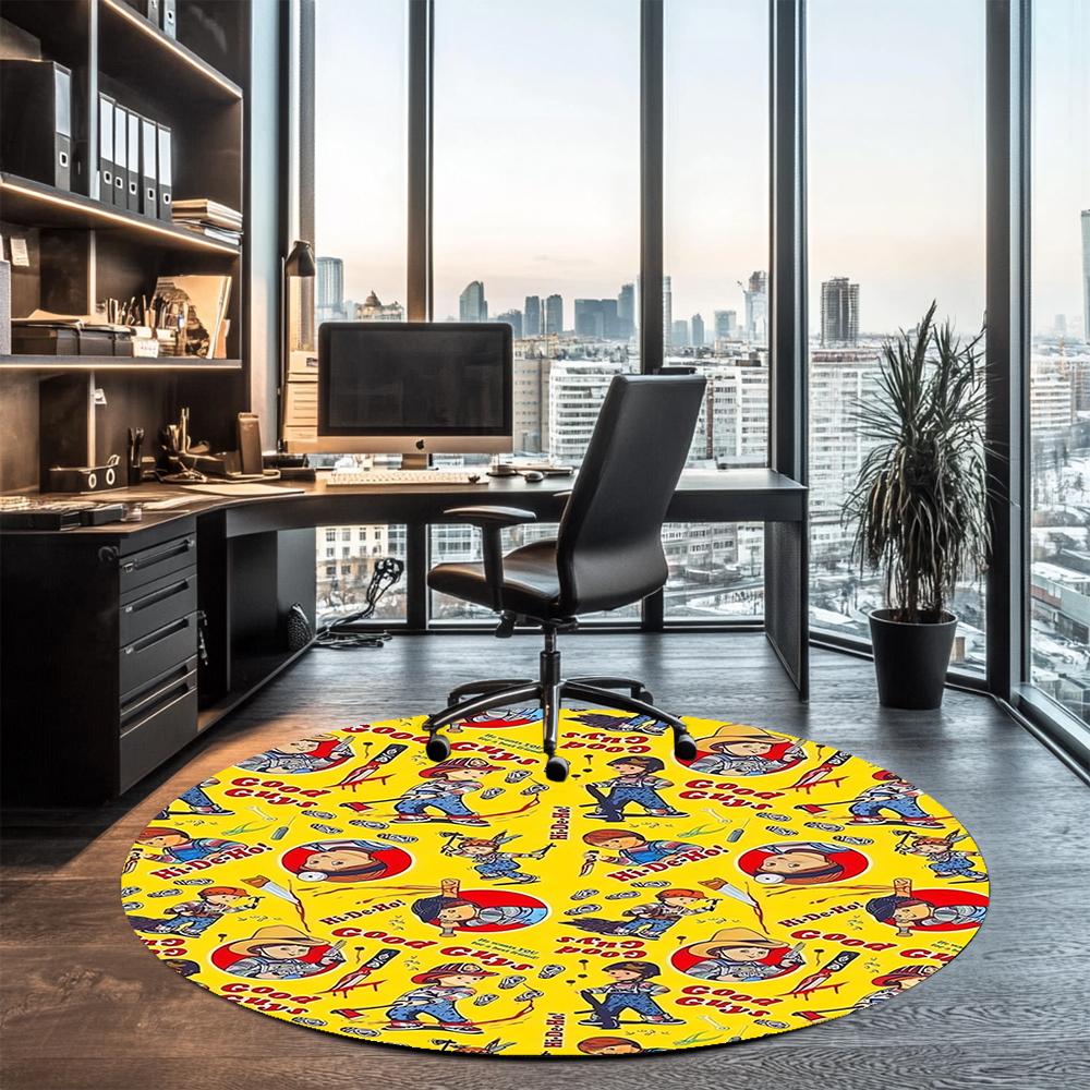 Chucky Printed Round Rug Carpet Chair Rug Area Rug Entryway Doormats,for Office Chair Living Room Bedroom Kitchen Room.