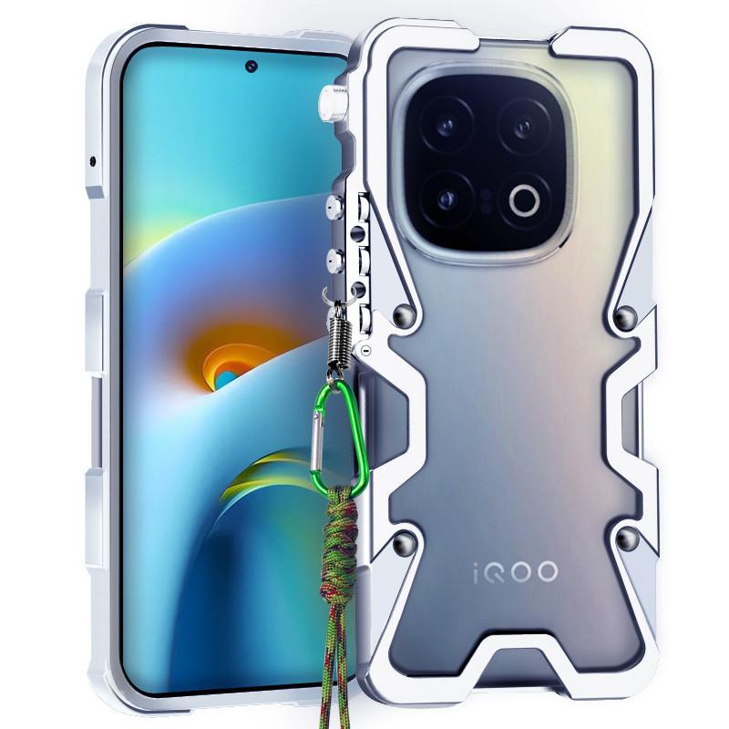 Sports Shockproof Aluminium Bumper Armor Case for VIVO IQOO 13/12/10/iQOO 12/10 Pro Mobile Phone Lanyard Cover