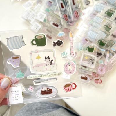 Mädchenhafte Niedliche Rosa Frucht Eiscreme 3D Relief Aufkleber Hochwertige Epoxidharz Gelee Abziehbilder für Laptops Handyhülle DIY Deko