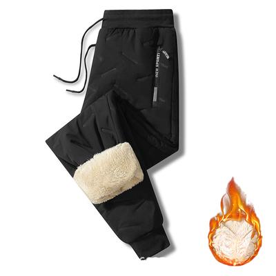 Winter Men's Plush Warm Casual Sports Pants with Straight Tube Large Cotton Pants
