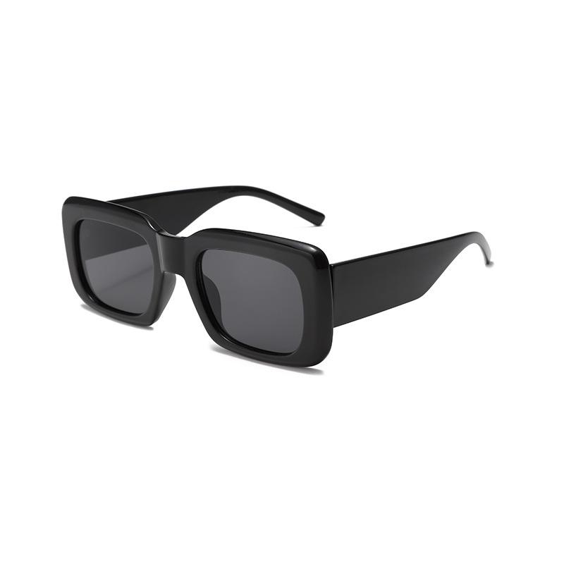 New Summer Travel Concave Shape Sunglasses Slimming Fashion Thick Leg Large Square Frame Light Blue Sunglasses for Women Metal Hinge