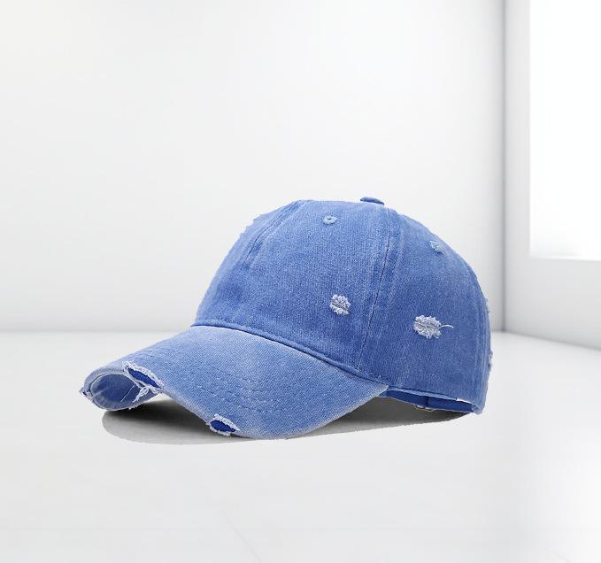 Retro Distressed Baseball Cap with Duckbill and Optional Embroidered Logo