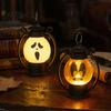 Funny Ghostly Face Halloween Ghost Night Light, Portable Retro LED Lamp with Hanging Light Ring, Battery Operated Vintage Horse Lantern for