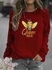 Damen Hoodie mit Bienenprint und Rundhalsausschnitt