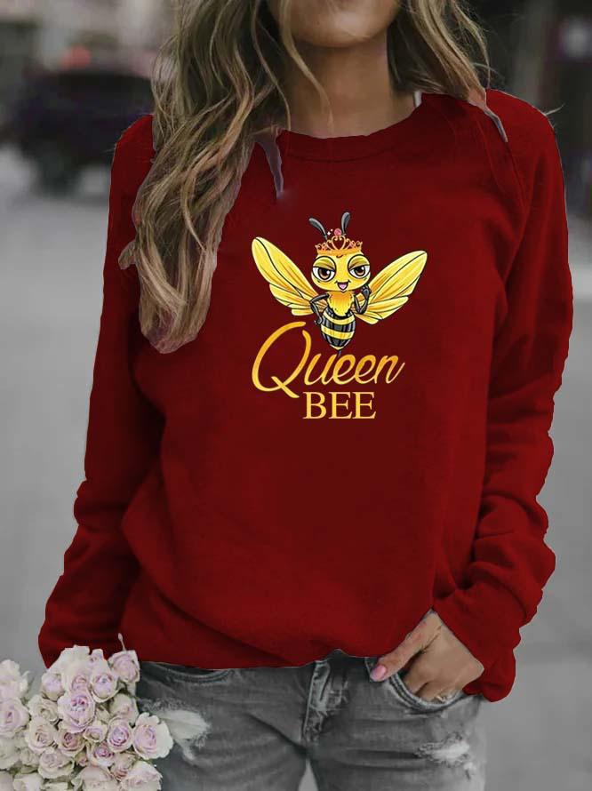 Damen Hoodie mit Bienenprint und Rundhalsausschnitt