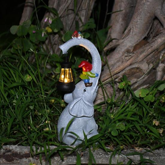 

Статуя слона с солнечной светодиодной подсветкой, водонепроницаемая фигурка слона из смолы, всепогодное уличное украшение для сада, двора, балкона, лужайки, подарок на новоселье