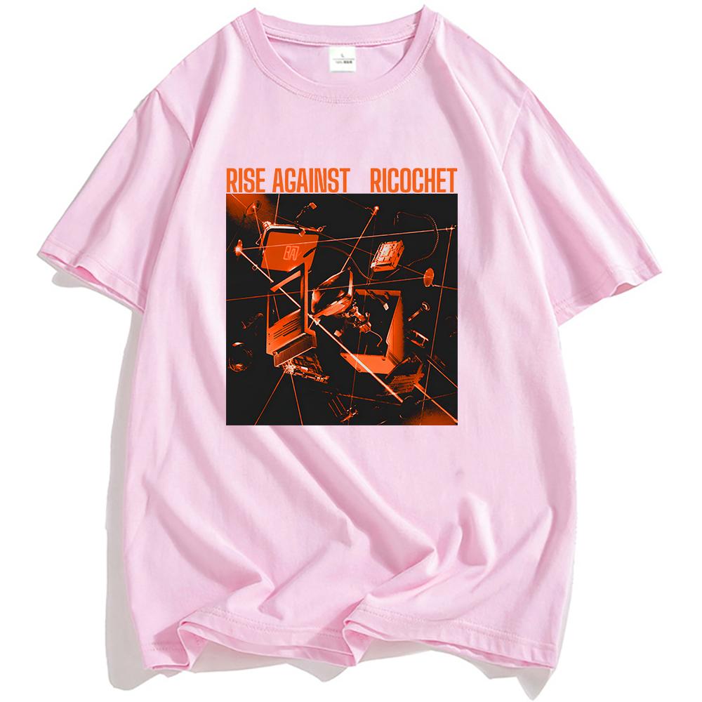 Ricochet Album Cover T-Shirt RISE AGAINST Rock Band Tshirts Casual Short Sleeve Male T Shirt Unisex Hip Hop Streetwear Men Tees