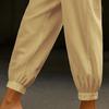 Women Casual Pants Elastic Mid-rise Wide Leg Ankle-Tied Design Long Trousers with Pockets Pure
