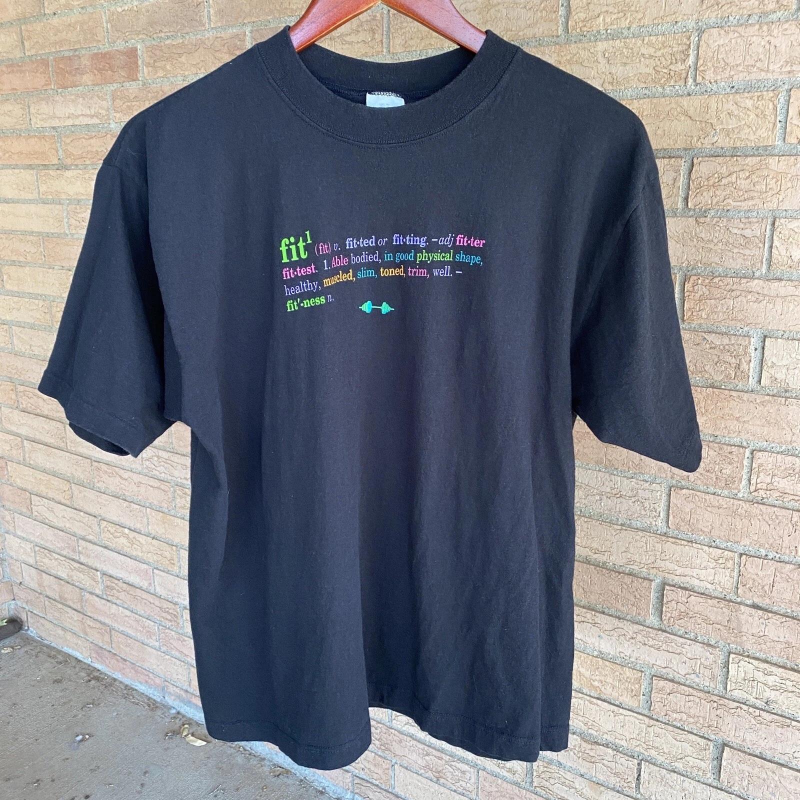 

Vintage 90s fit Definition T-Shirt single stitch SUN tag size M/L short cut gym M