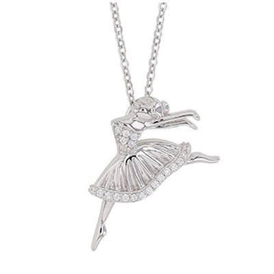 [Q9398] - Handcrafted Silver Necklace 'Danseuse Etoile' Silver-white (rhodium-plated) - 25x15 Mm