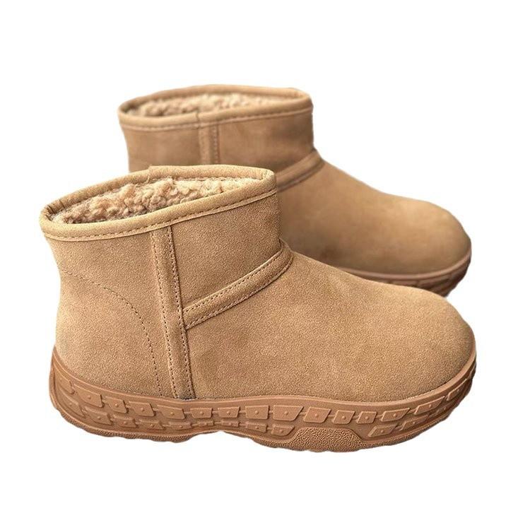 Cowhide version~ thick-soled matte short snow boots women's 2025 winter new non-slip casual short boots warm cotton boots