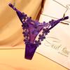 Plus Size Floral Embroidered Thong with Metal Buckle & Adjustable Straps