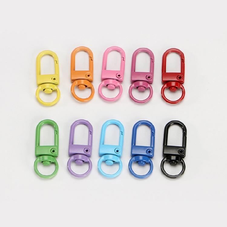 100pcs Colorful Carabiner Clasp Key Chain Lobster Clasps Rotating Keychain Hooks