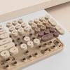 Kaffee Drahtlose Tastatur und Maus, 2,4 GHz 104-Tasten Volle Größe Niedliche Bunte Tastatur mit Nummernblock, Retro Schreibmaschinenstil, Runde Tastenkappen für