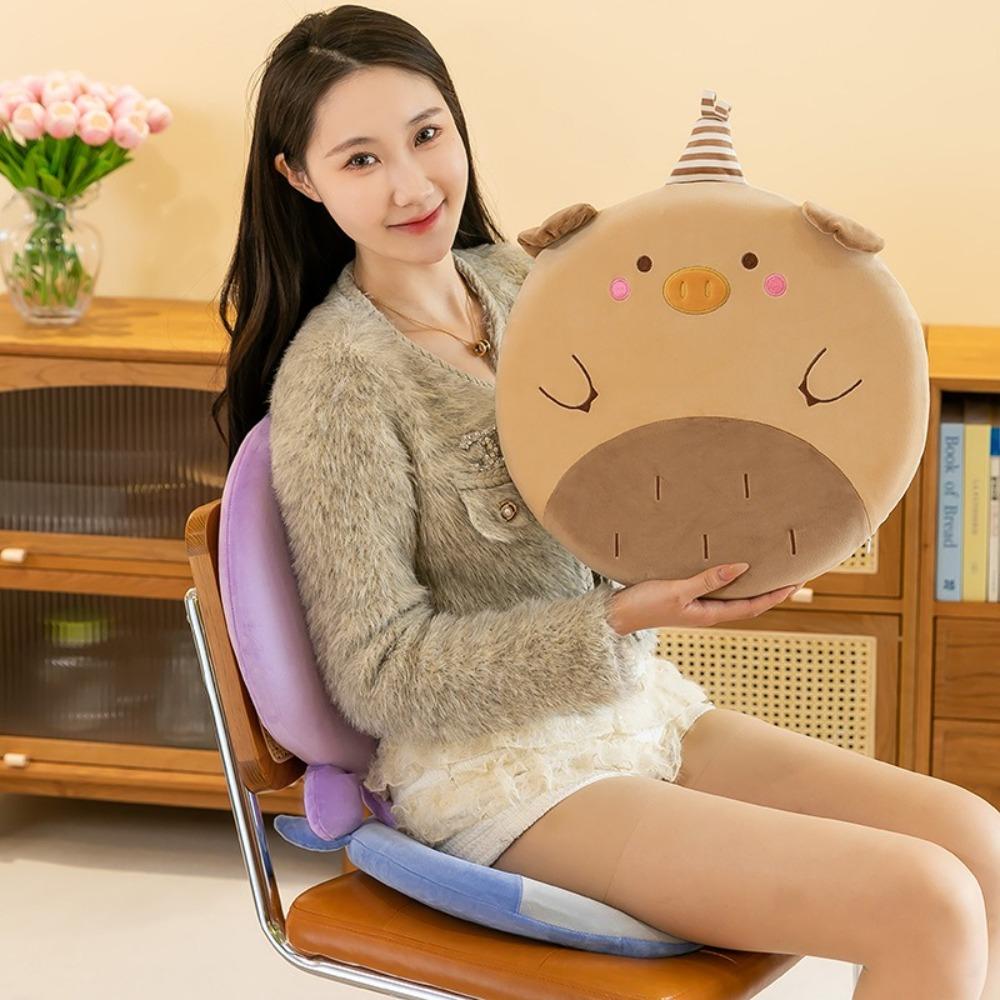 Cartoon Animal Dog Cat Chair Cushion Thick Sofa Pillow Plush Toy For Office Student Dormitory Car