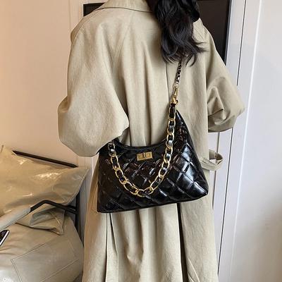 New Fashion PU Leather Women's Handbags Solid Lightweight Underarm Shoulder Bags Simple Designer Luxury Bags
