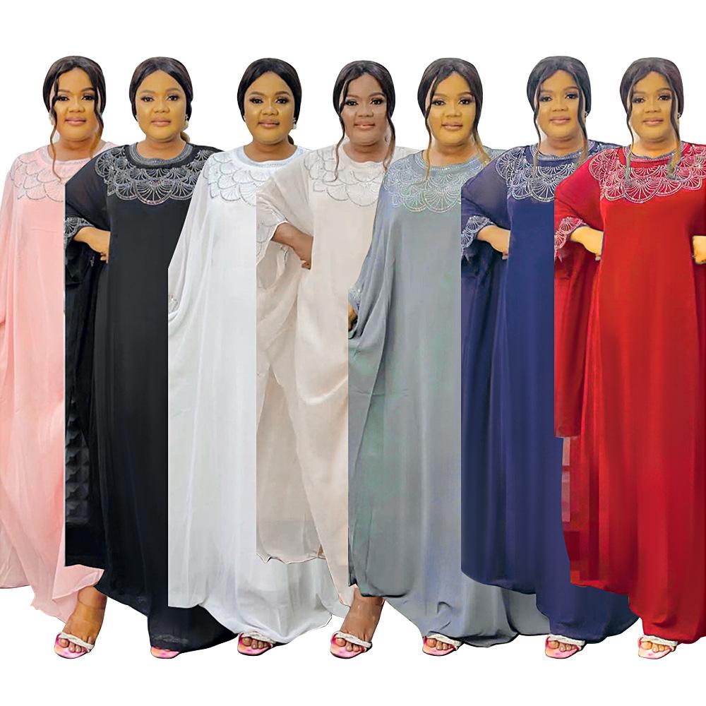 Afrikanisches Chiffon-Zweiteiler-Kleidset für Damen in Übergröße