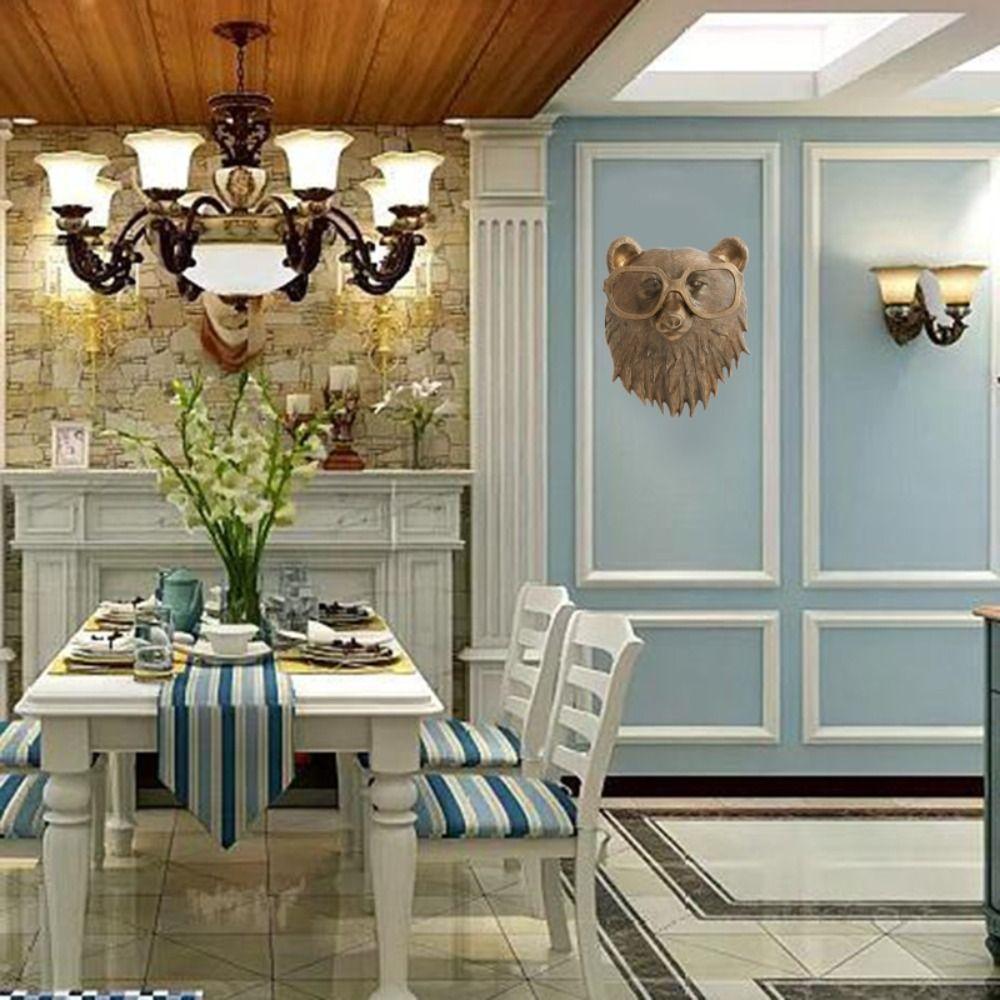 Bear Home Decor Exquisite Gift Animal Pendants Animal Head Ornament Bear Sculptures Crafts Ornament