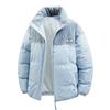 Mens Winter Puffer Jacket Thick Cotton Coat Color Block Corduroy Stand Collar Short Length Teens