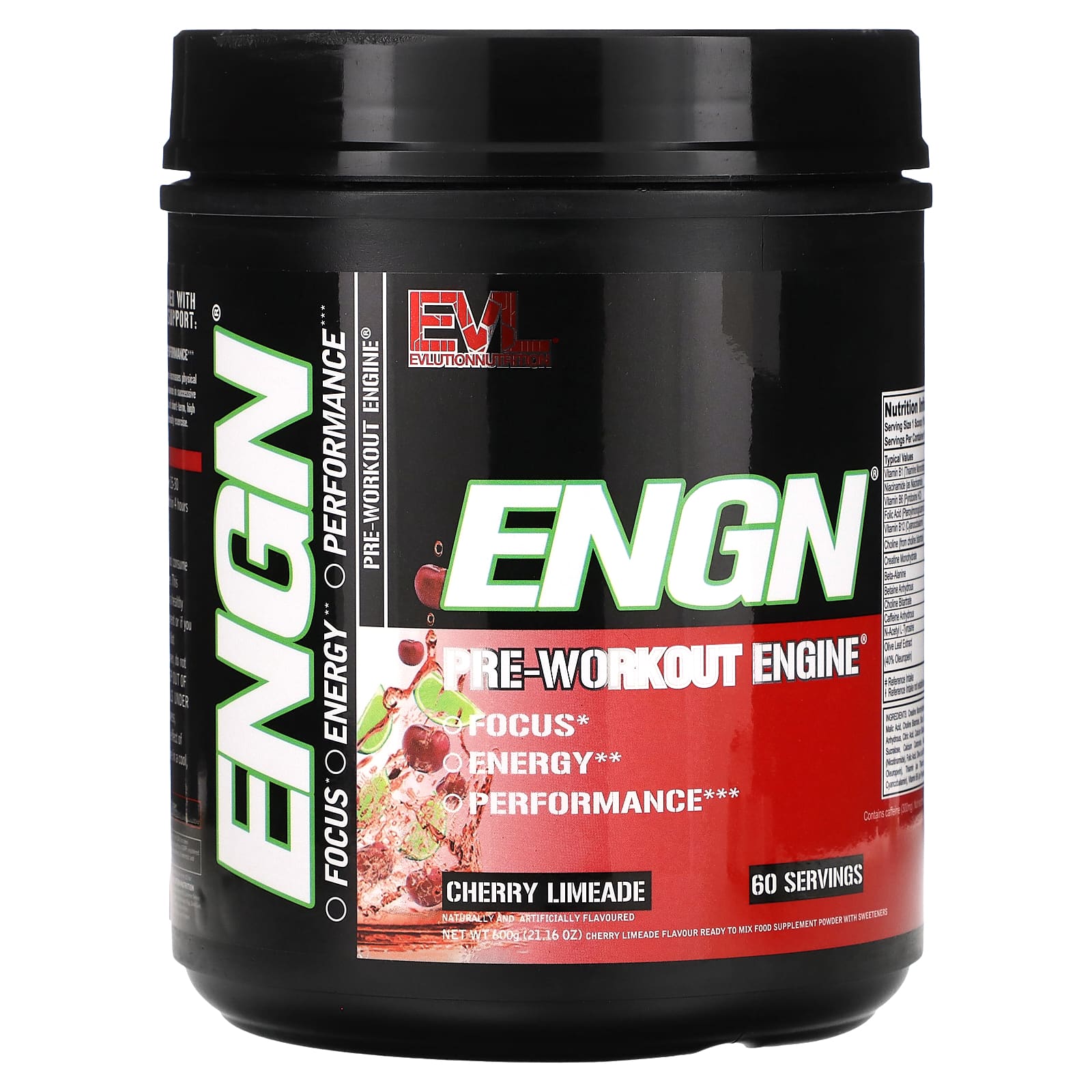 

EVLution Nutrition, ENGN, Pre-Workout Supplement, Cherry Limeade, 21.16 oz (600 g)