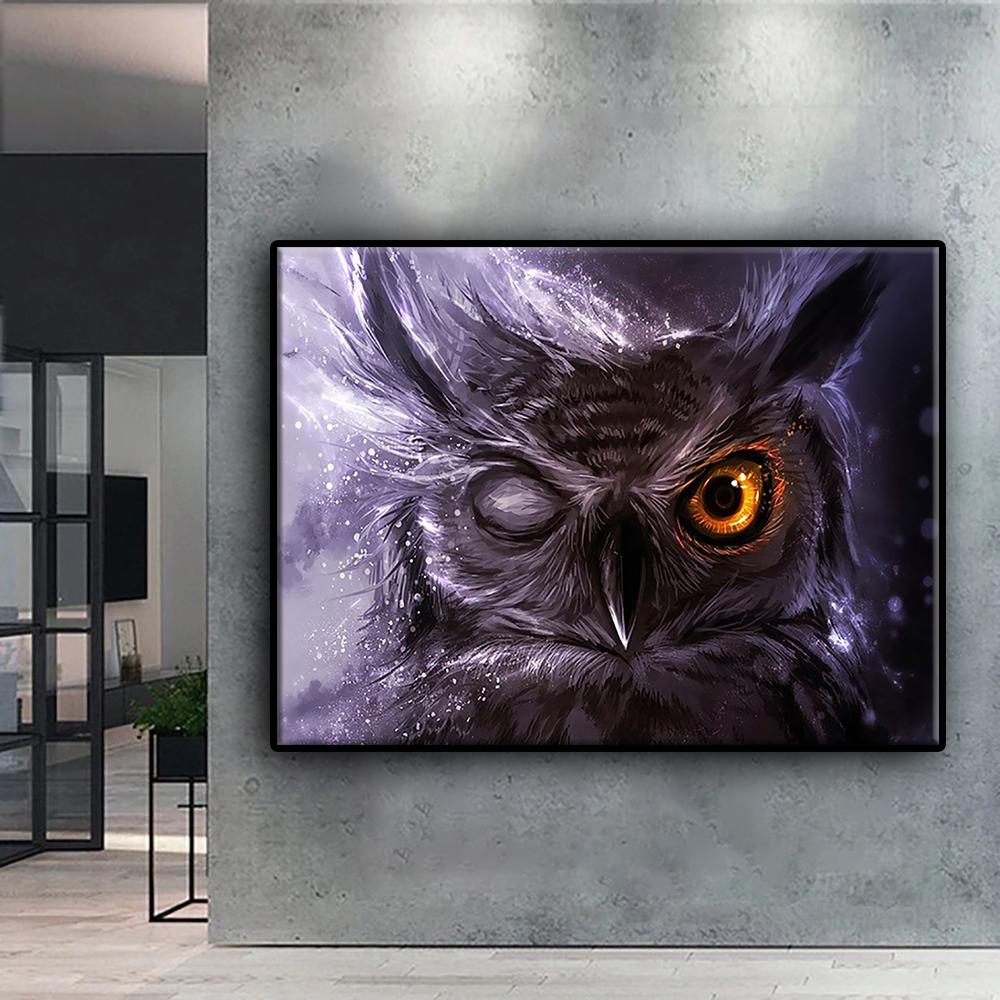 5D-Diamantgemälde zum Selbermachen, Tier-Eule, Kreuzstich, voller Diamant-Stickerei, Mosaik