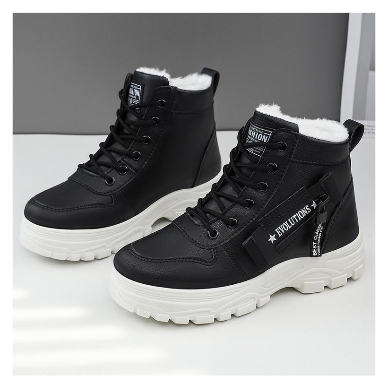 Damen Winter Fleece gefütterte Knöchel Martin Stiefel, Schnürung Dicke Weiche Sohle Mode Stiefel