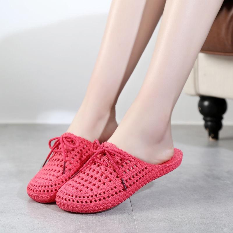 Baotou cool slippers women's non-slip casual beach slippers youth summer flat heel plastic hole home soft-soled shoes women