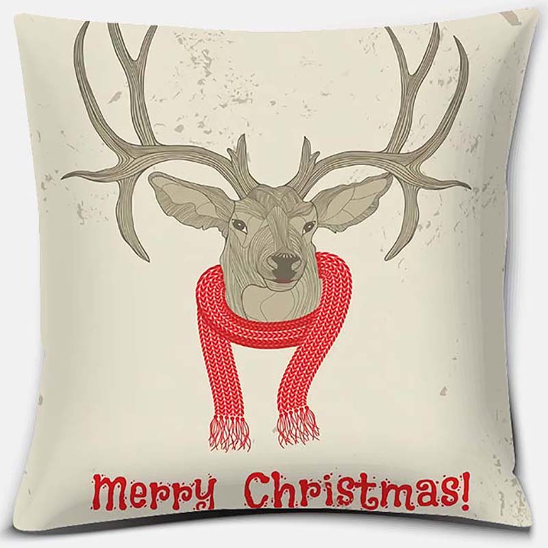 Christmas Deer Pattern Pillowcase Square Pillowcase Home Office Decoration Pillowcase