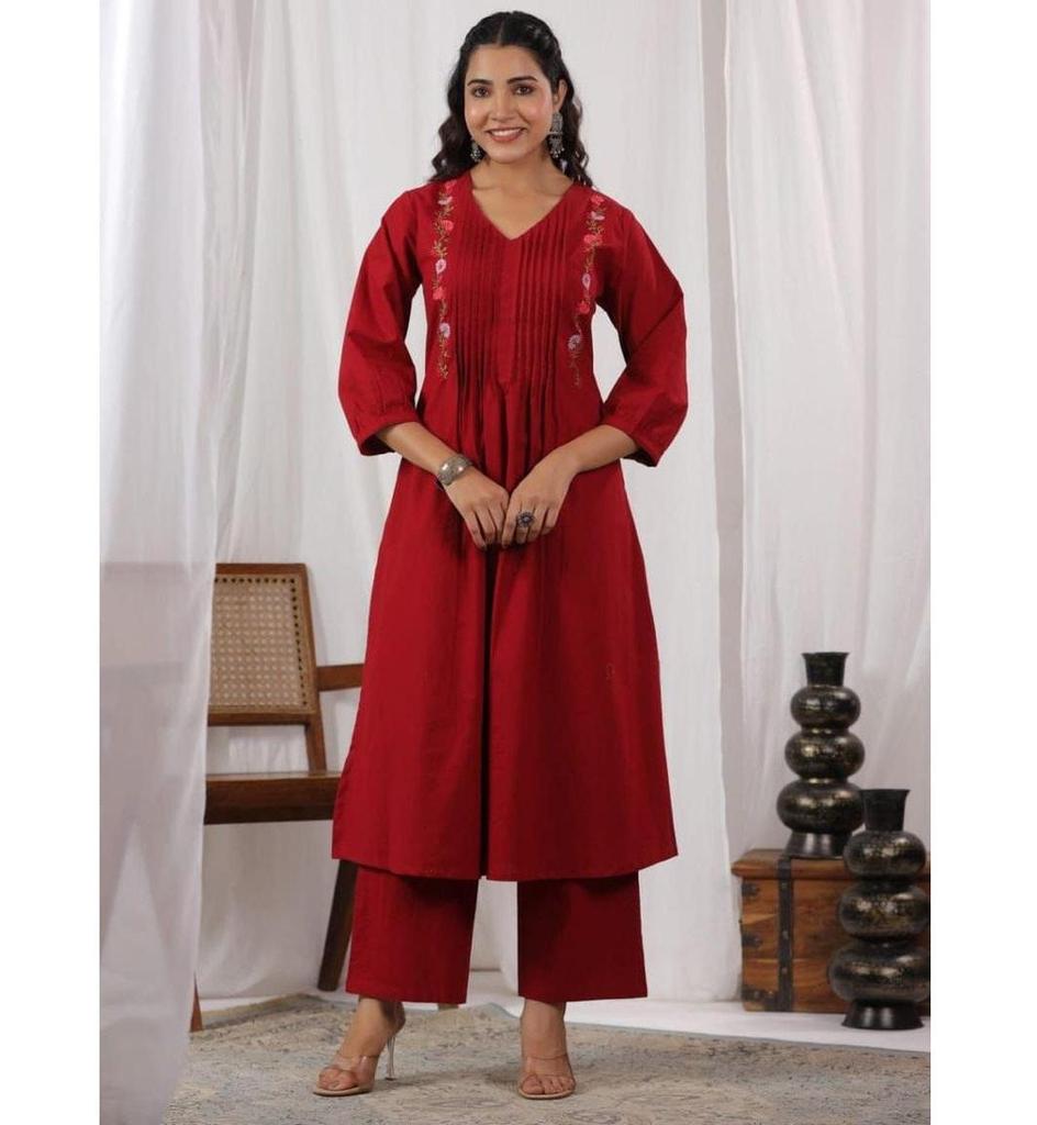 Women Designer Pleated Kurta Pant Set Indian Party Wear Bollywood Top Tunic Kurti Dress