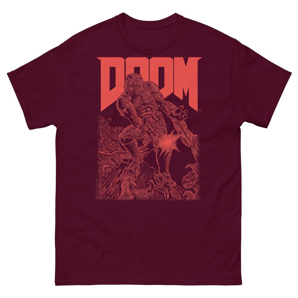 Doom Red Sketched Cover Art Retro Video Game TShirt
