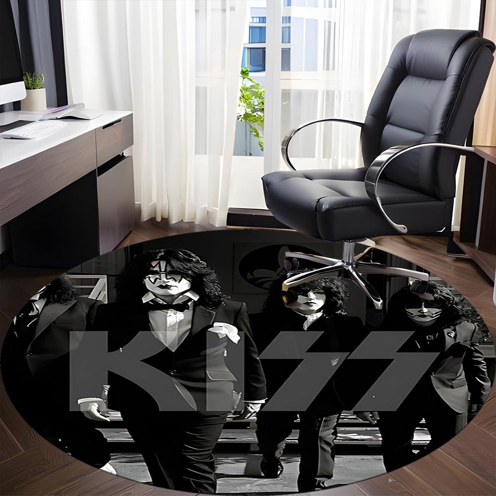 1pc KISS Band Office Round Area Rug, Under Office Chairs Bedroom Living Room Home Decor A1016305
