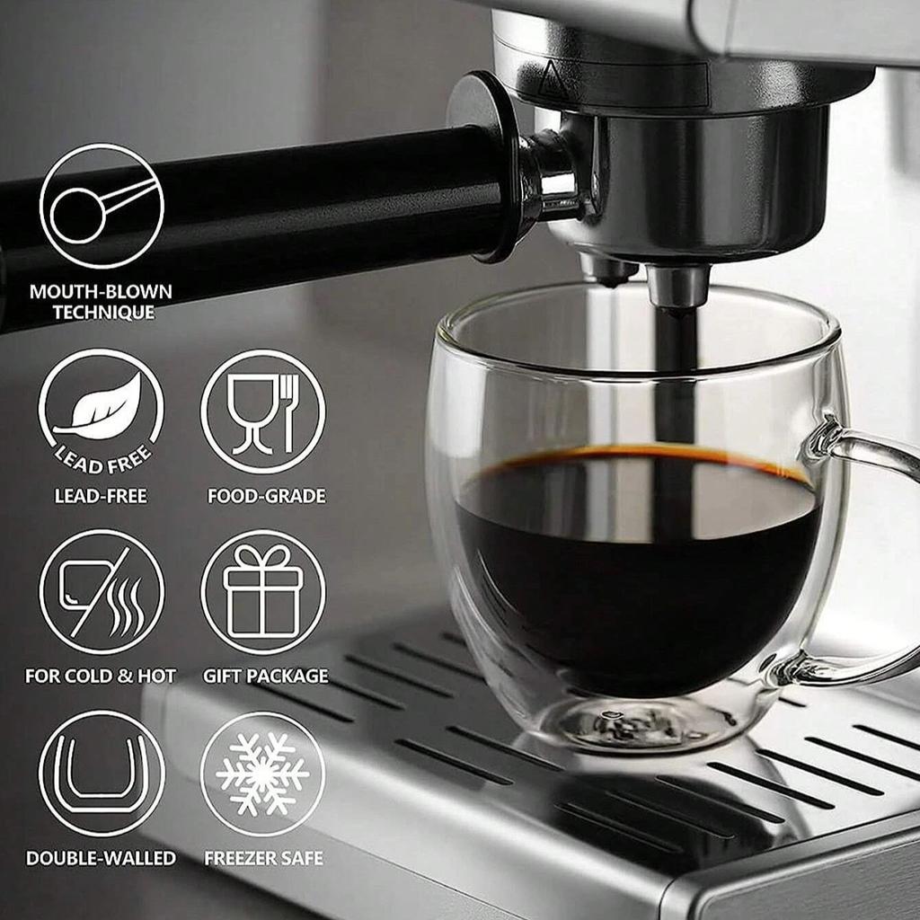 1/2/4 ks 150/250ml průhledný skleněný hrnek na kávu s rukojetí, dvojitá vrstva, tepelná izolace, džus, mléko, hrnek na vodu, dárek pro milovníky