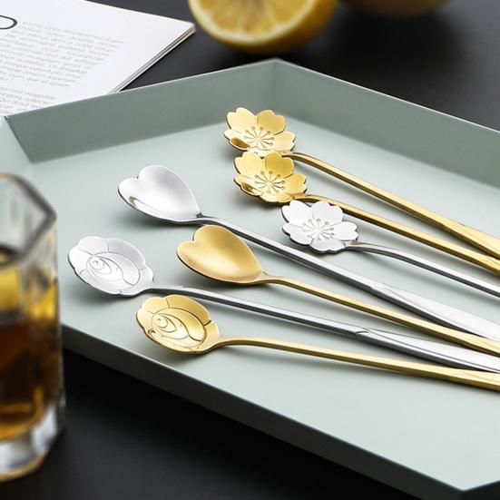 Spoon Long Handle Fine Texture Stainless Steel Mixing Coffee Spoon for Home