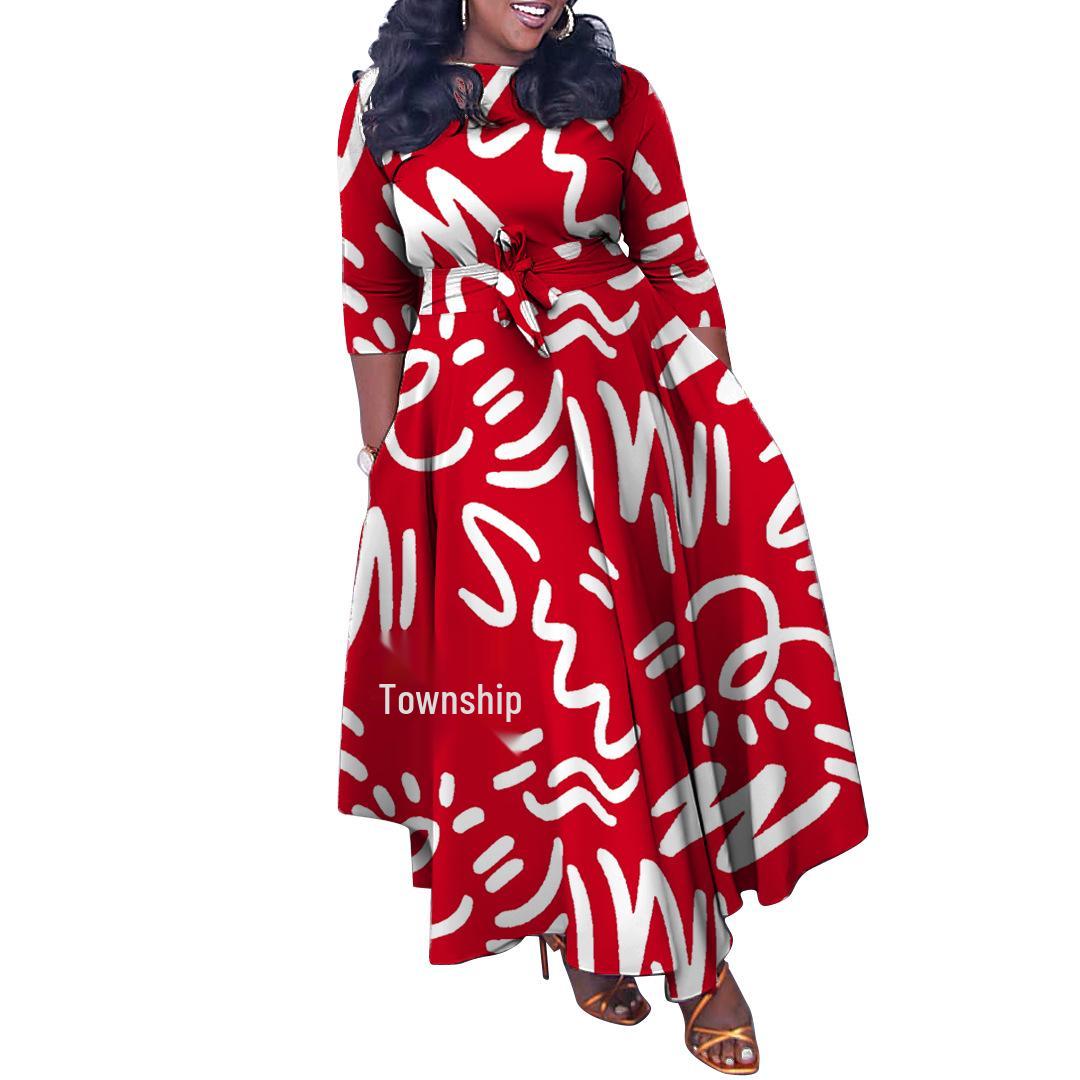 

Большой размер Африканское женское длинное платье на шнуровке - Коллекция Осень/Зима 2023 4XL